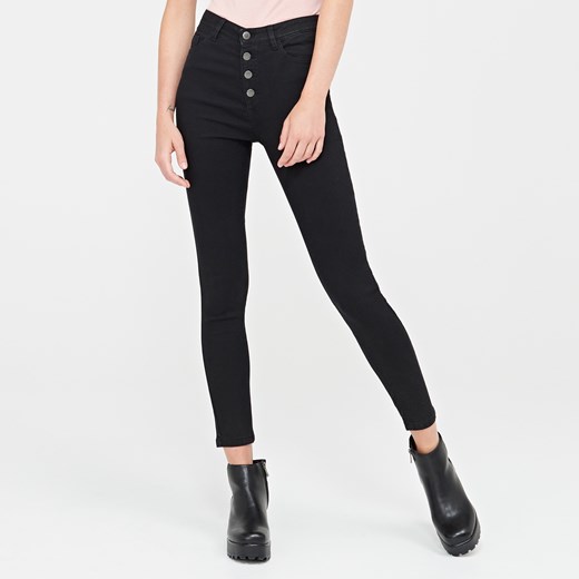 Cropp - Jeansy high waist - Czarny Cropp czarny 36 