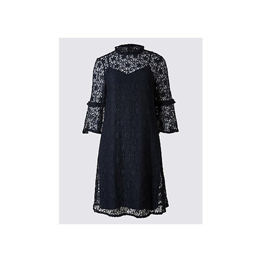 Cotton Rich Lace 3/4 Sleeve Swing Dress  Marks & Spencer   Marks&Spencer