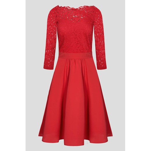 Rozkloszowana sukienka z koronką czerwony Orsay 42 orsay.com