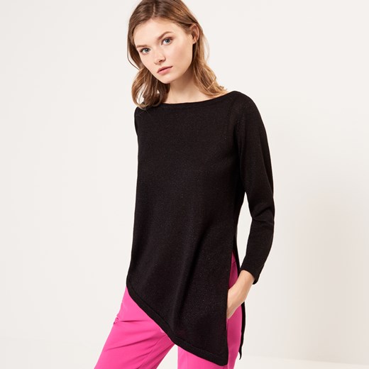 Mohito - Asymetryyczny sweter z brokatową nitką - Czarny  Mohito L 