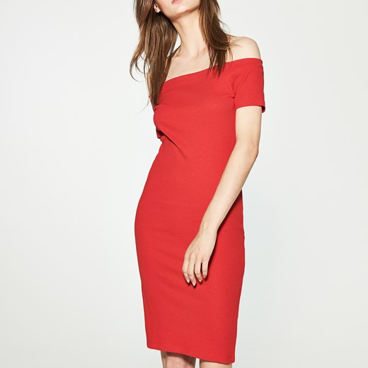 House - Sportowa sukienka odkrywająca ramiona - Czerwony House pomaranczowy XS 