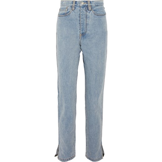 Printed grosgrain-trimmed high-rise straight-leg jeans  niebieski  NET-A-PORTER