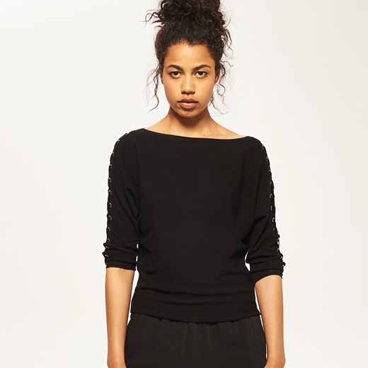 Reserved - Sweter ze sznurowanymi rękawami - Czarny Reserved czarny L 