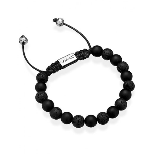 Bransoletka męska shamballa z czarnych kamieni black stone i lawy 8 mm L