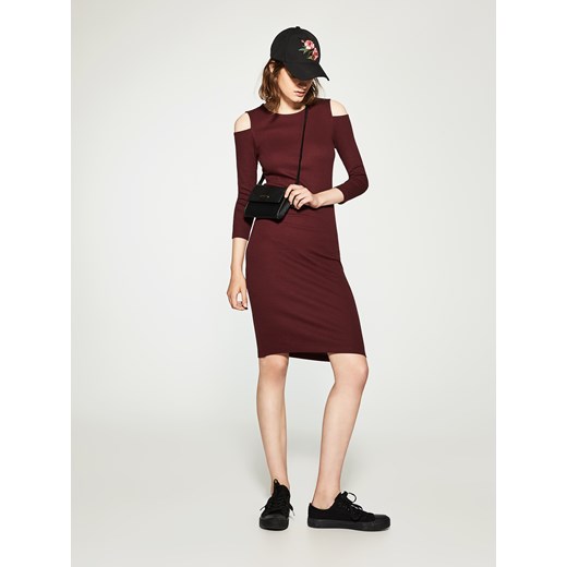 House - Dzianinowa sukienka cold shoulder - Fioletowy czerwony House XS