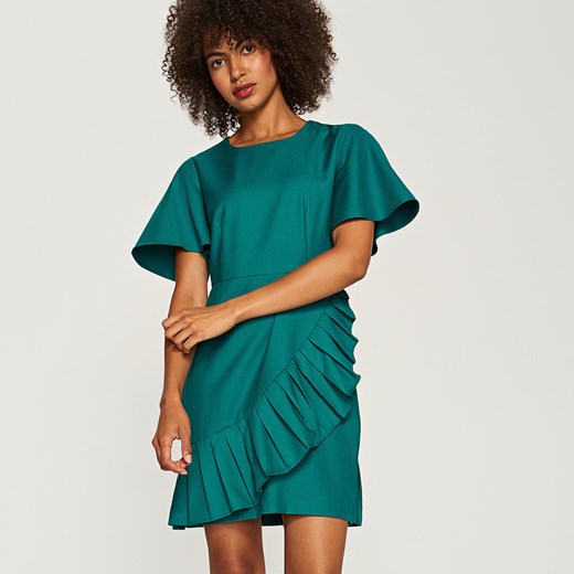 Reserved - Sukienka z plisowanym dołem - Zielony niebieski Reserved 34 