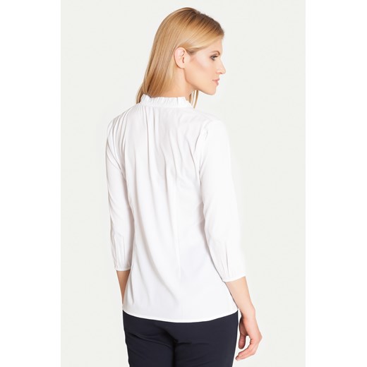 Elegancka bluzka z ozdobnym wiązaniem bialy  38;40;36;44;42 Greenpoint.pl