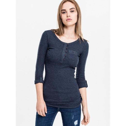 Ladies Long Rib Pocket Turnup Tee Indigo TB1297