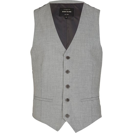 Grey classic smart waistcoat  river-island szary klasyczny