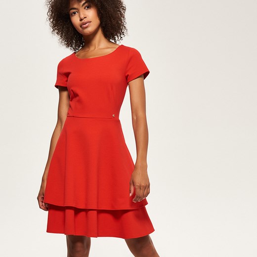 Reserved - Rozkloszowana sukienka - Czerwony Reserved pomaranczowy S 