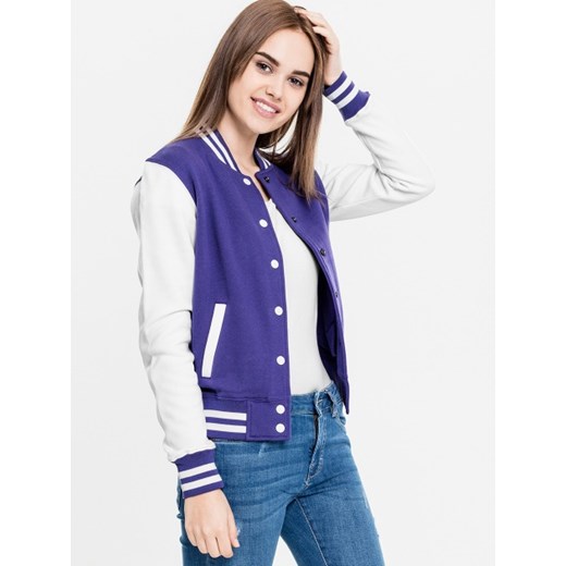Ladies 2-Tone College Sweatjacket Purple White TB218