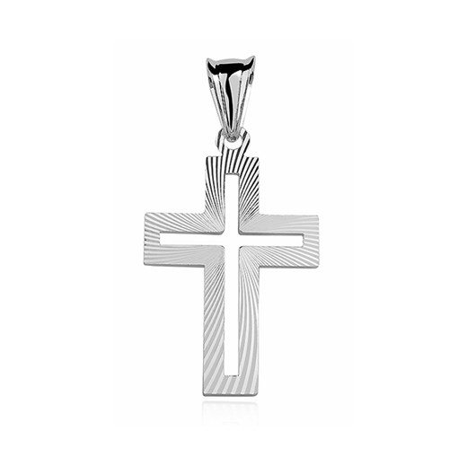 Srebrny krzyżyk krzyż diamentowany srebro 925 KD020 szary Sentiell  Valerio.pl