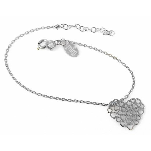 Rodowana srebrna bransoletka gwiazd celebrytka ażurowe serce heart srebro 925 B035S