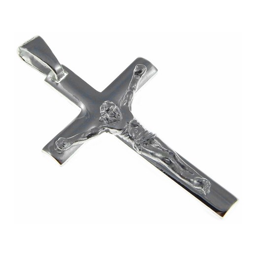 Elegancki klasyczny srebrny gładki krzyżyk krzyż polerowane srebro 925 CR31 Valerio.pl szary  