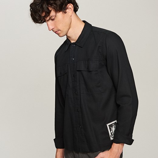 Reserved - Koszula z naszywką - Czarny Reserved czarny L 