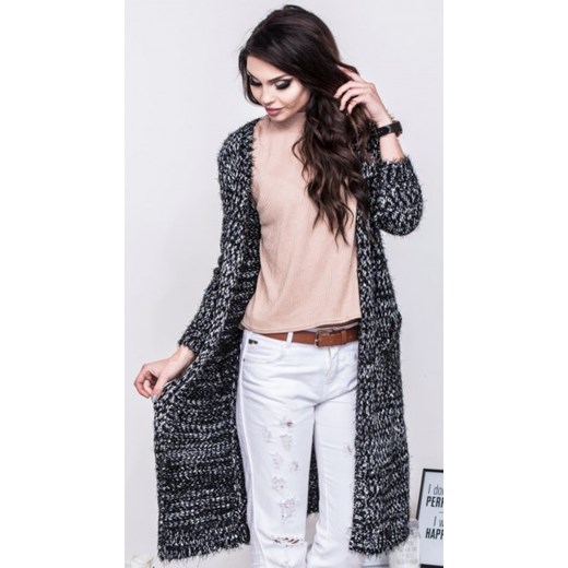 LOREN DŁUGI GRUBY SWETER KARDIGAN BLACK S/M bezowy L/XL Ligari