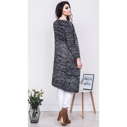 LOREN DŁUGI GRUBY SWETER KARDIGAN BLACK S/M szary L/XL Ligari