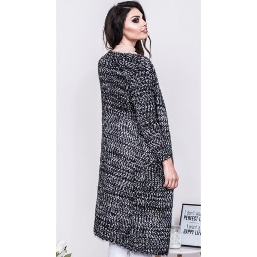 LOREN DŁUGI GRUBY SWETER KARDIGAN BLACK S/M szary S/M Ligari
