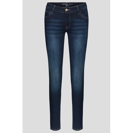 Skinny jeans z ozdobną lamówką zielony Orsay 36 orsay.com