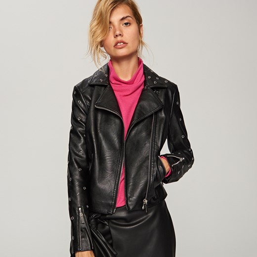 Reserved - Ramoneska z eko skóry - Czarny czarny Reserved 34 