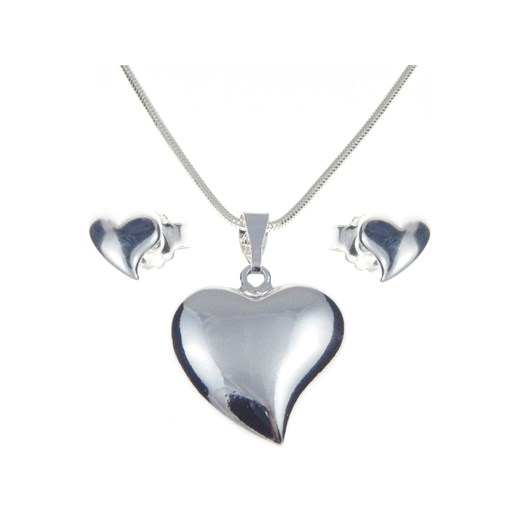Elegancki srebrny komplet serc kolczyki + naszyjnik serca srebro 925 Z677