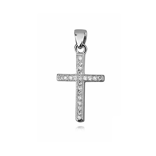 Rodowany srebrny krzyżyk krzyż cyrkonia cyrkonie srebro 925 Z1041