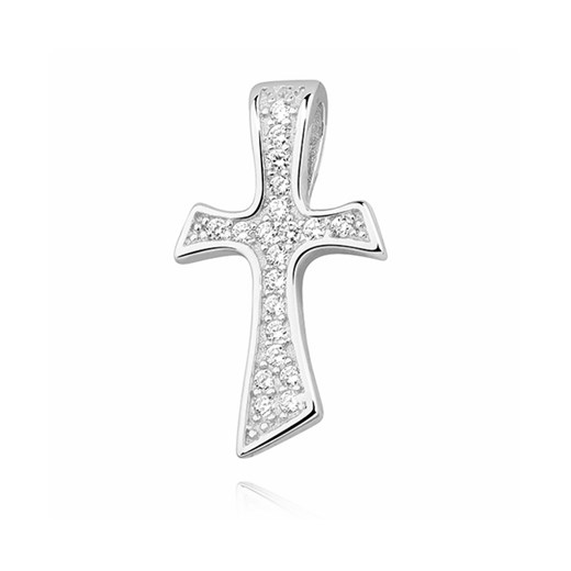 Rodowany srebrny krzyżyk krzyż cyrkonia cyrkonie srebro 925 Z1268