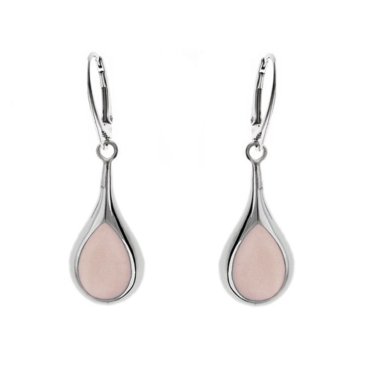 Eleganckie wiszące srebrne kolczyki łezki krople jasna masa perłowa srebro 925 K1221