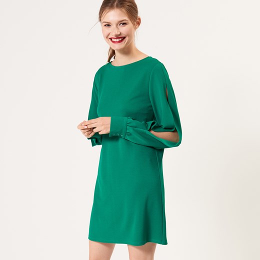 Mohito - Swobodna sukienka z wycięciami przy rękawach - Zielony Mohito zielony S 