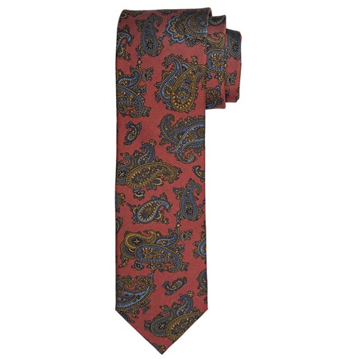 Czerwony jedwabny krawat Profuomo Vintage we wzór paisley Profuomo czerwony  EleganckiPan.com.pl