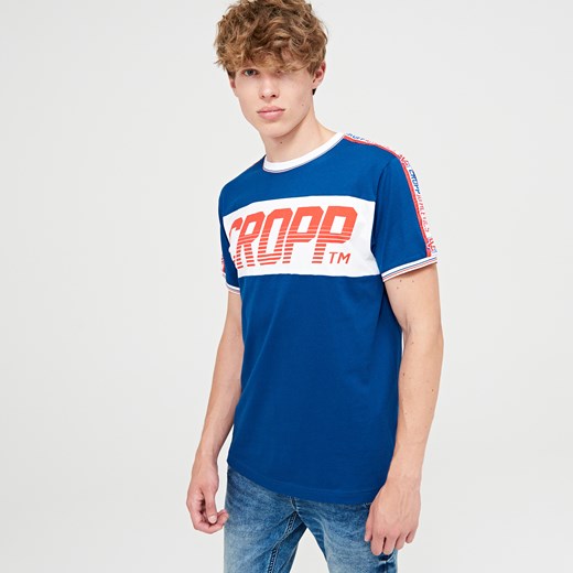 Cropp - T-shirt z nadrukiem cropp - Granatowy Cropp niebieski M 