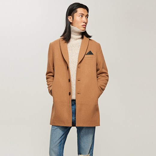 Reserved - Elegancki płaszcz - Beżowy pomaranczowy Reserved S 