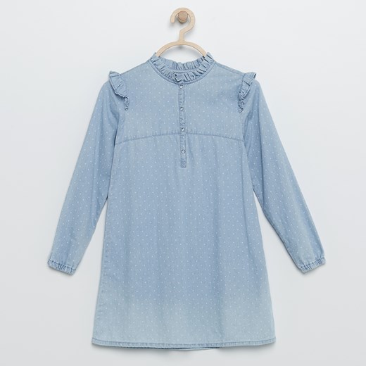 Reserved - Jeansowa sukienka w groszki - Niebieski niebieski Reserved 134 