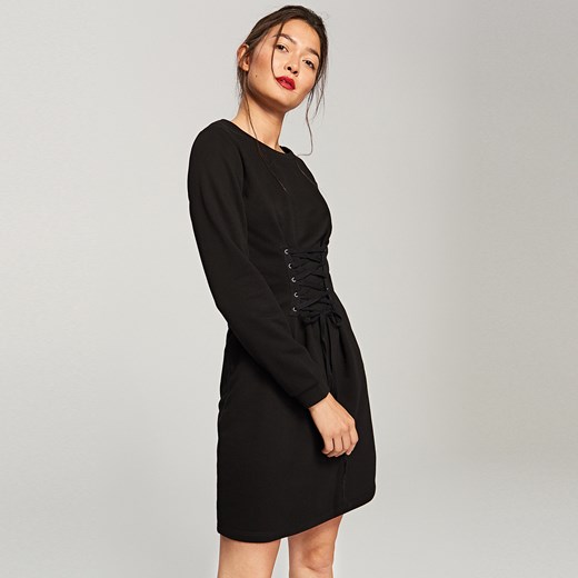 Reserved - Sukienka z gorsetowym sznurowaniem - Czarny czarny Reserved S 