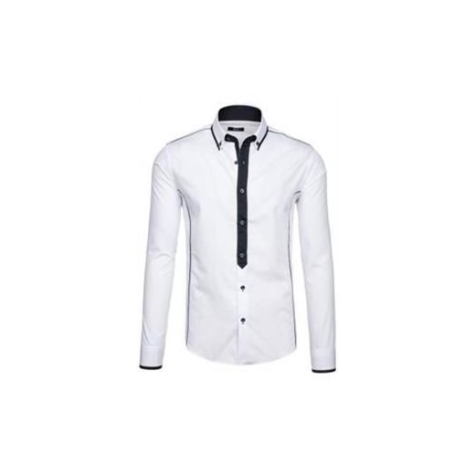 Koszula męska elegancka z długim rękawem biała Bolf 5755