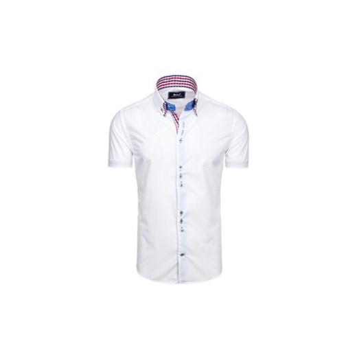 Koszula męska elegancka z krótkim rękawem biała Bolf 3507