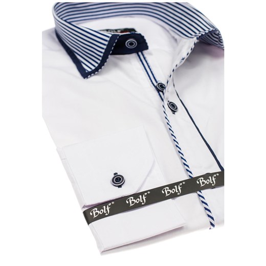 Koszula męska elegancka z długim rękawem biała Bolf 6940