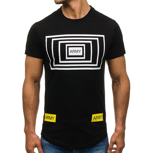 T-shirt męski z nadrukiem czarny Denley s081