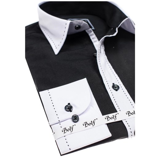 Koszula męska elegancka z długim rękawem czarna Bolf 6882