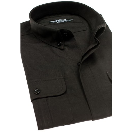 Koszula męska elegancka z długim rękawem czarna Denley 0780