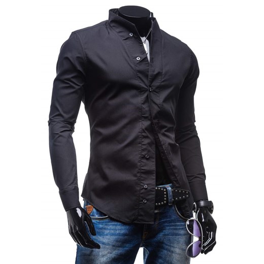 Koszula męska z długim rękawem czarna Bolf 5702