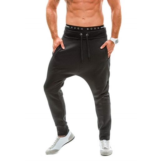 Spodnie dresowe baggy męskie czarne Denley1668