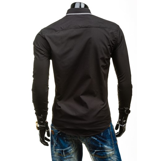 Koszula męska elegancka z długim rękawem czarna Bolf 5800
