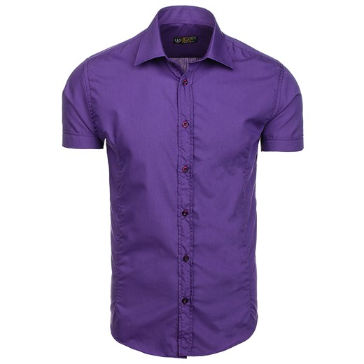 Koszula męska elegancka z krótkim rękawem fioletowa Bolf 7501