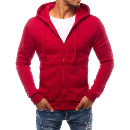 Bluza męska z kapturem rozpinana czerwona (bx2414)  Dstreet L  okazyjna cena 