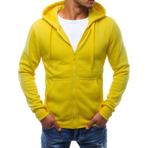 Bluza męska z kapturem rozpinana żółta (bx2415) Dstreet  XL wyprzedaż  
