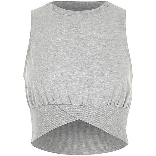 Marl grey sleeveless rib crop top  River Island szary  