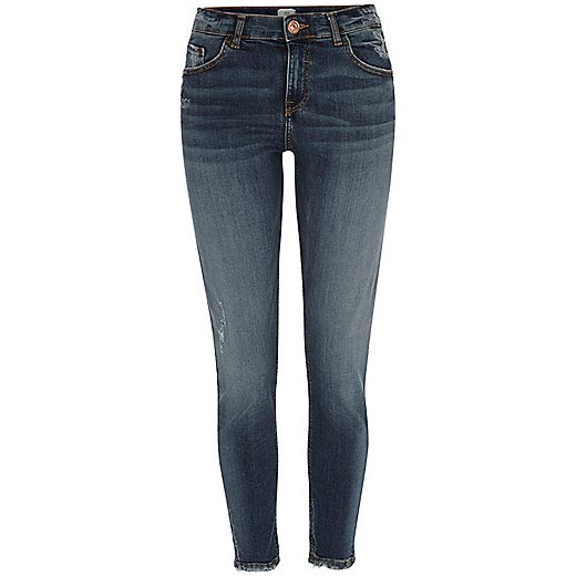 Dark blue Alannah ripped relaxed skinny jeans  River Island szary  