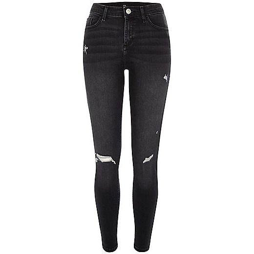 Black washed Amelie ripped super skinny jeans  River Island czarny  