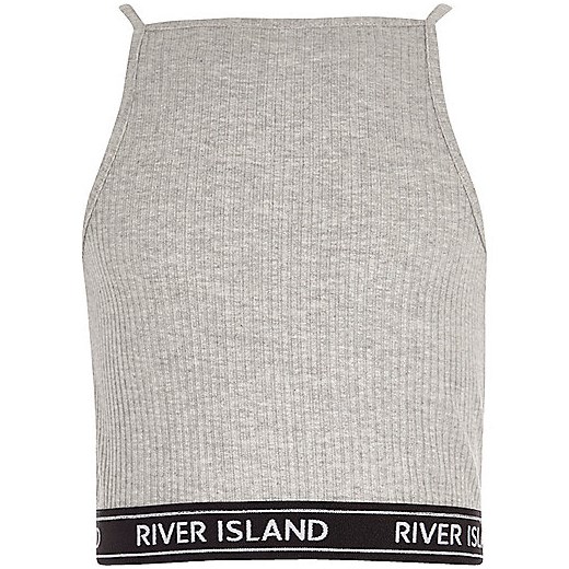 Girls grey ribbed 90s style crop top  River Island szary  